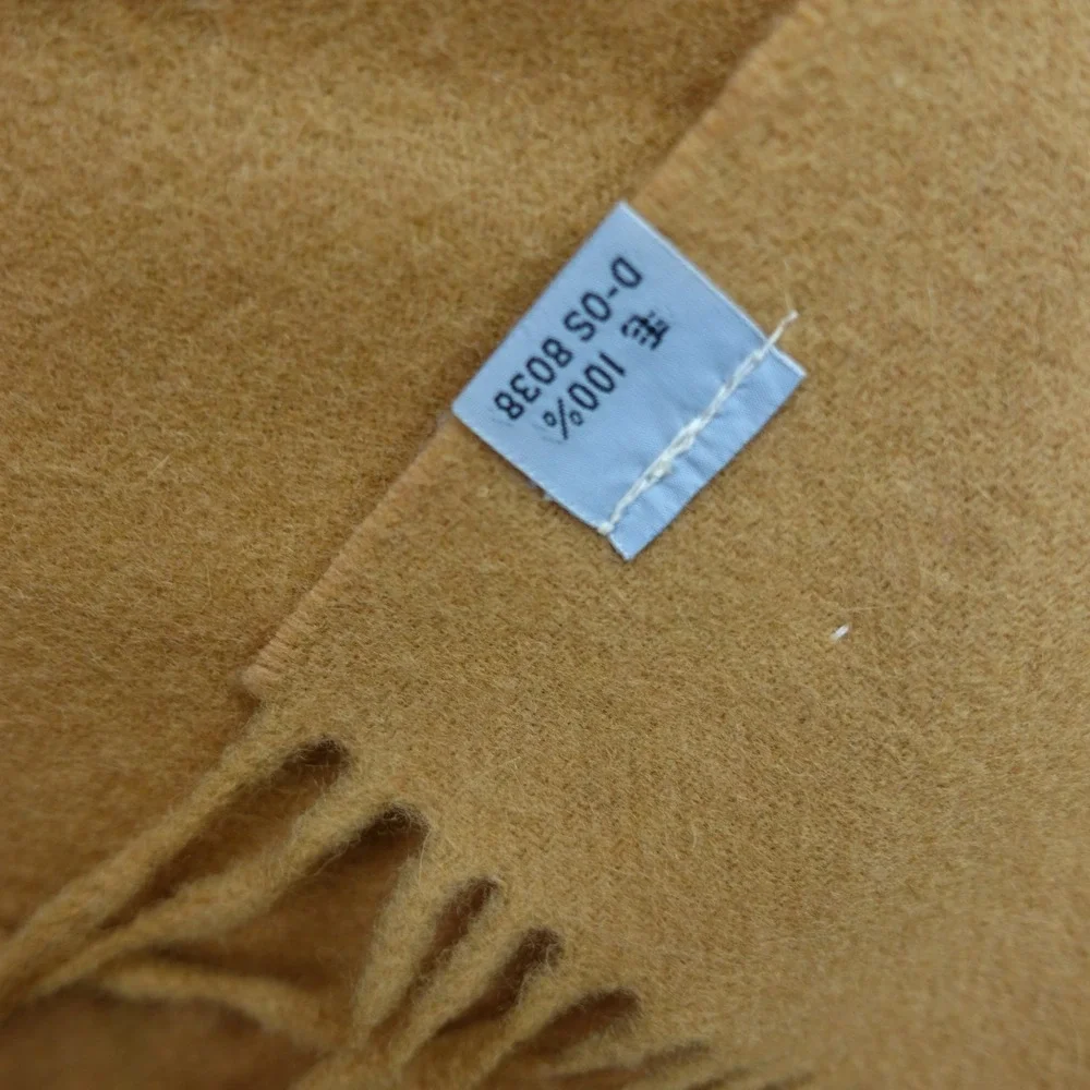 Camel Tan Wool Scarf Mens Winter Fringe Muffler TRADITIONAL WINDSOR HOUSE 12x50